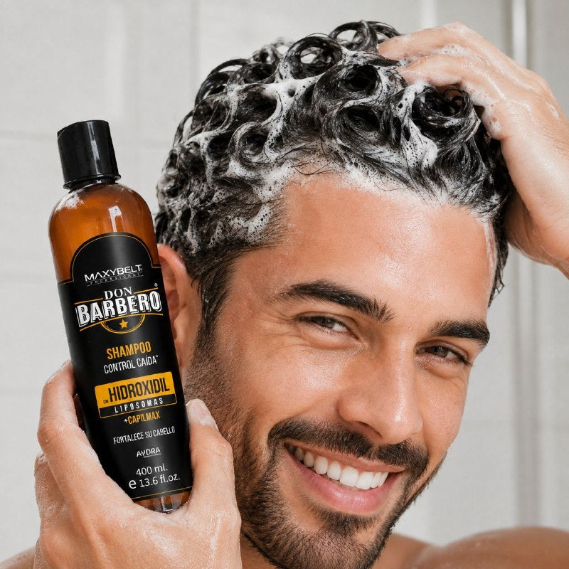 SHAMPOO CONTROL CAÍDA MAXYBELT PROFESSIONAL DON BARBERO 400ML 1 UND (CON HIDROXIDIL, LIPOSOMAS Y CAPILMAX)