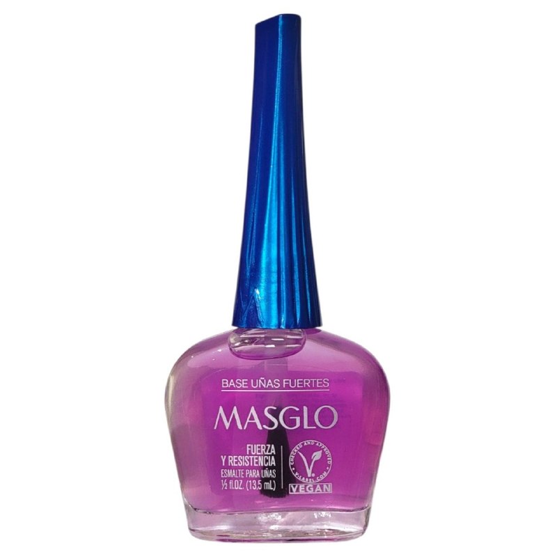 ESMALTE PARA UÑAS DE SECADO RAPIDO BASE DE UÑAS FUERTES MASGLO 13.5ML