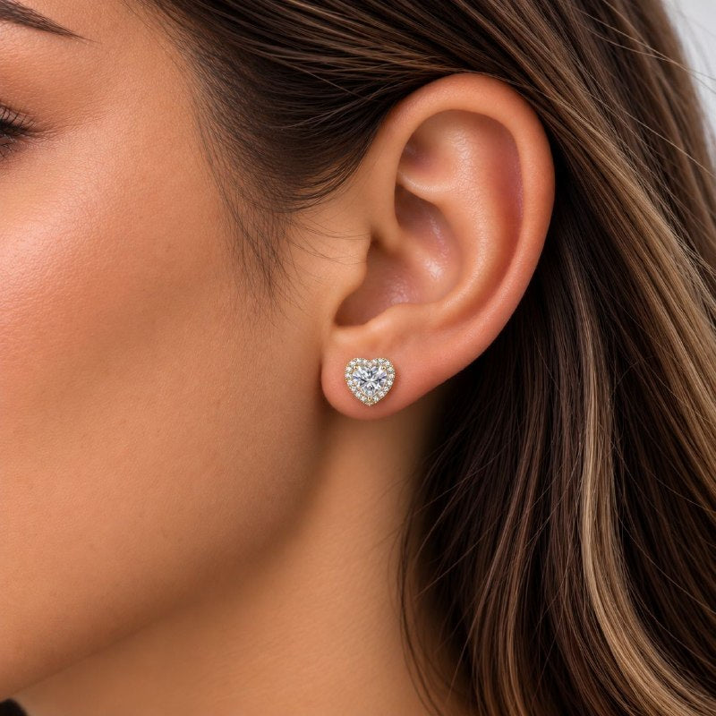 ARITOS DE ENCHAPE PARA DAMA CON DISEÑO DE CORAZON 1CM (DUPE DE PANDORA)
