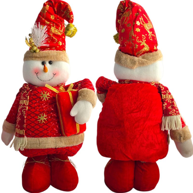 DECORACION ADORNO NAVIDEÑO PELUCHE MUÑECO DE HOMBRE DE NIEVE O SANTA CLAUS ELEGANTE Y LINDO