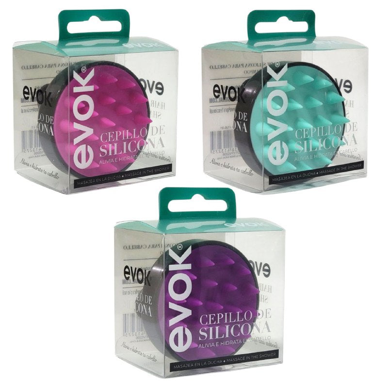CEPILLO MASAJEADOR PARA EL CABELLO DE SILICONA EVOK