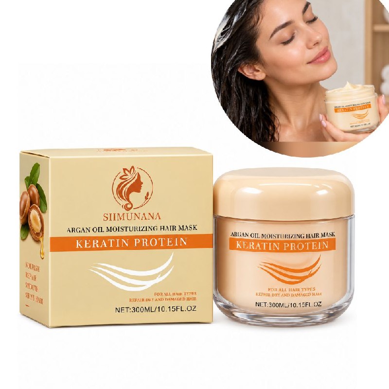 MASCARILLA CAPILAR HIDRATANTE ACONDICIONADORA Y RESTAURADORA DE ACEITE DE ARGAN Y PROTEINA DE KERATINA SIMUNANA 300ML