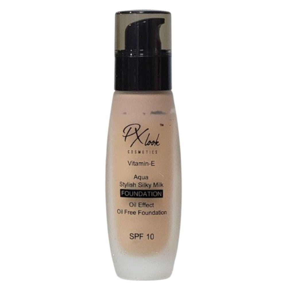 BASE DE MAQUILLAJE LIQUIDA SPF10 Y VITAMINA E 6 TONOS PX LOOK COSMETICS 30ML