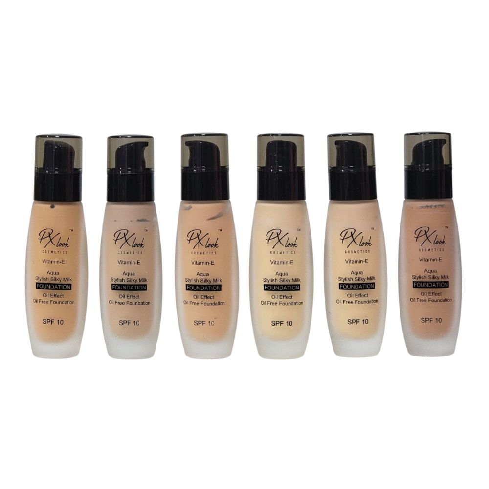 BASE DE MAQUILLAJE LIQUIDA SPF10 Y VITAMINA E 6 TONOS PX LOOK COSMETICS 30ML
