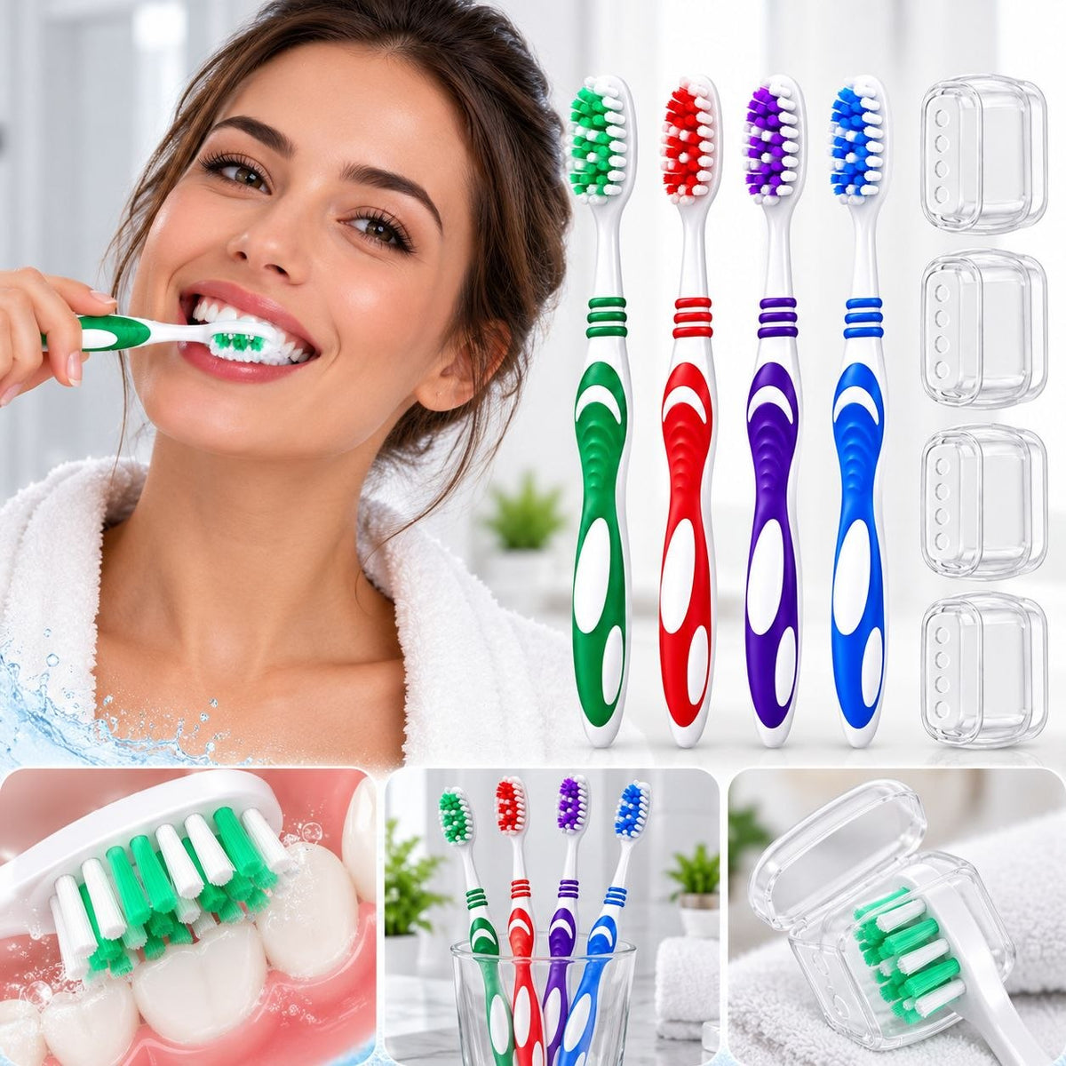 SET DE CEPILLOS DE DIENTES CON TAPAS PROTECTORAS ORAL FUSION 12PCS
