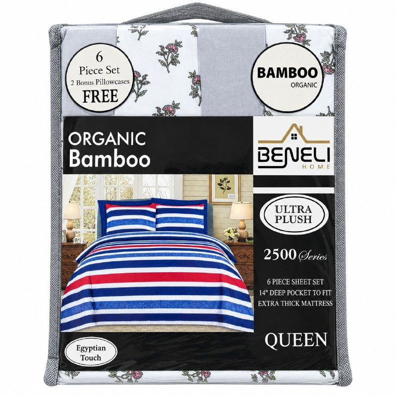 JUEGO DE SABANAS QUEEN DE 6 PIEZAS EN MICROFIBRA Y BAMBU BENELI HOME