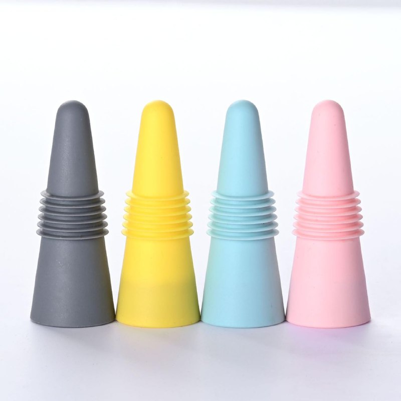 SET DE TAPONES HERMETICOS PARA BOTELLAS DE VINO Y CONSERVACION DE BEBIDAS DE SILICONA 4PCS