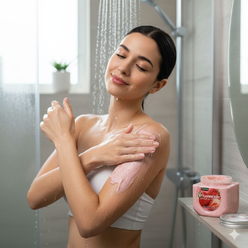CREMA CORPORAL EXFOLIANTE DE SORBETE DE FRES QUE SUAVIZA Y DA BRILLO A LA PIEL, ELIMINANDO MANCHAS OSCURAS FRUIT OF THE WOKALI 500ML