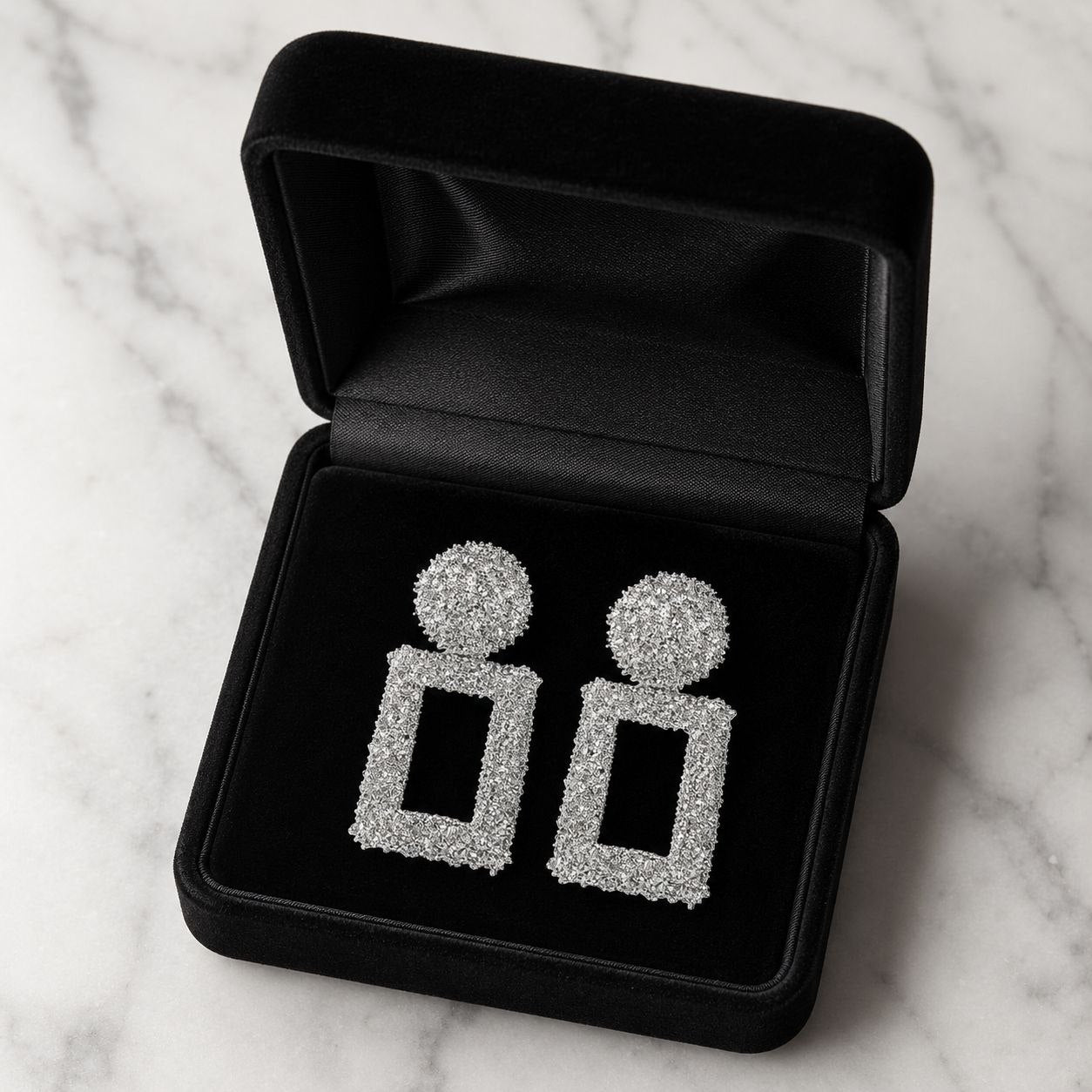 ARETES DE ENCHAPE EN RODIO PARA DAMA GEOMÉTRICOS TEXTURIZADOS STATEMENT
