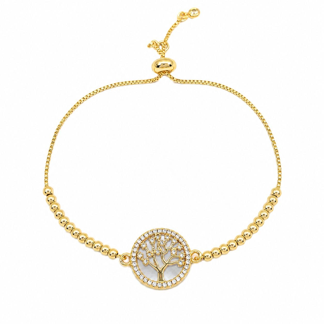 PULSERA DE ENCHAPE PARA DAMA CON DISEÑO DE ARBOL DE LA VIDA