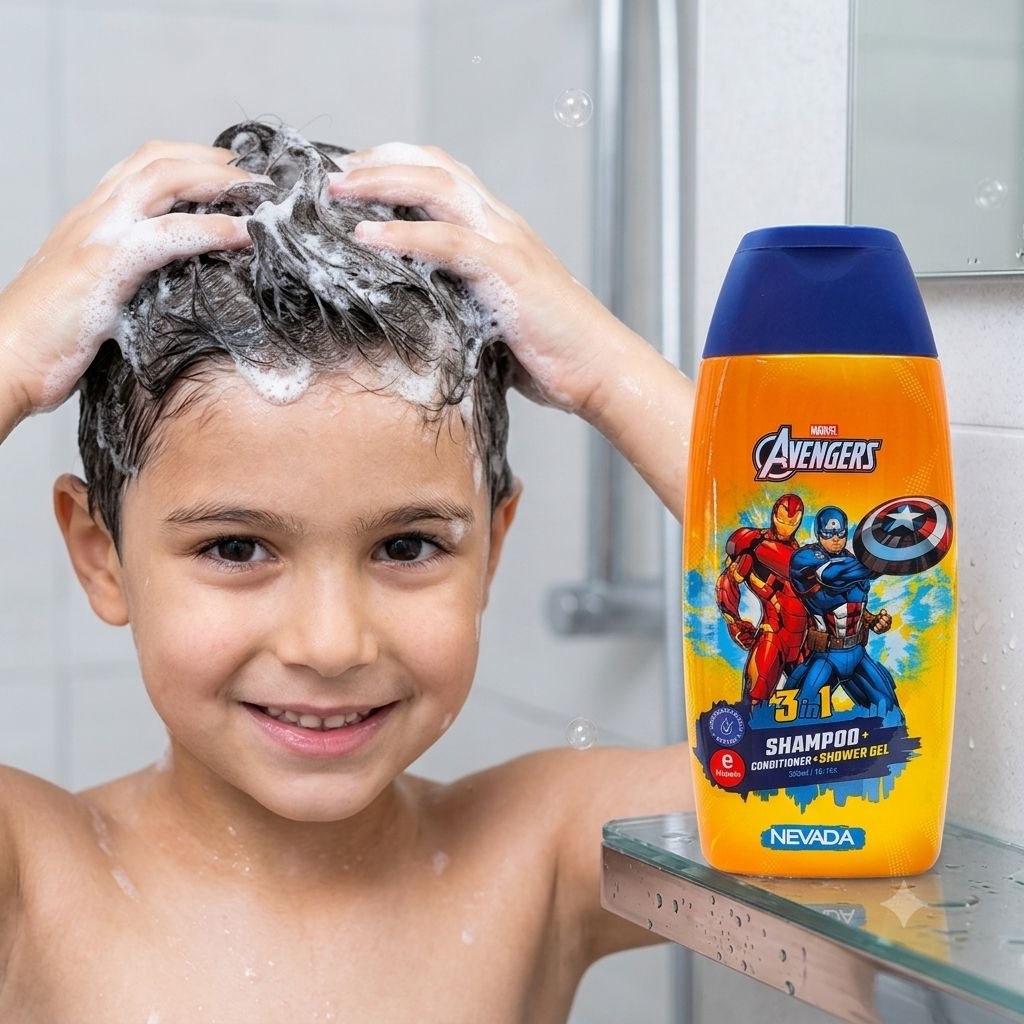 CHAMPÚ ACONDICIONADOR Y GEL DE DUCHA 3 EN 1 MARVEL AVENGERS CON VITAMINA E 300ML