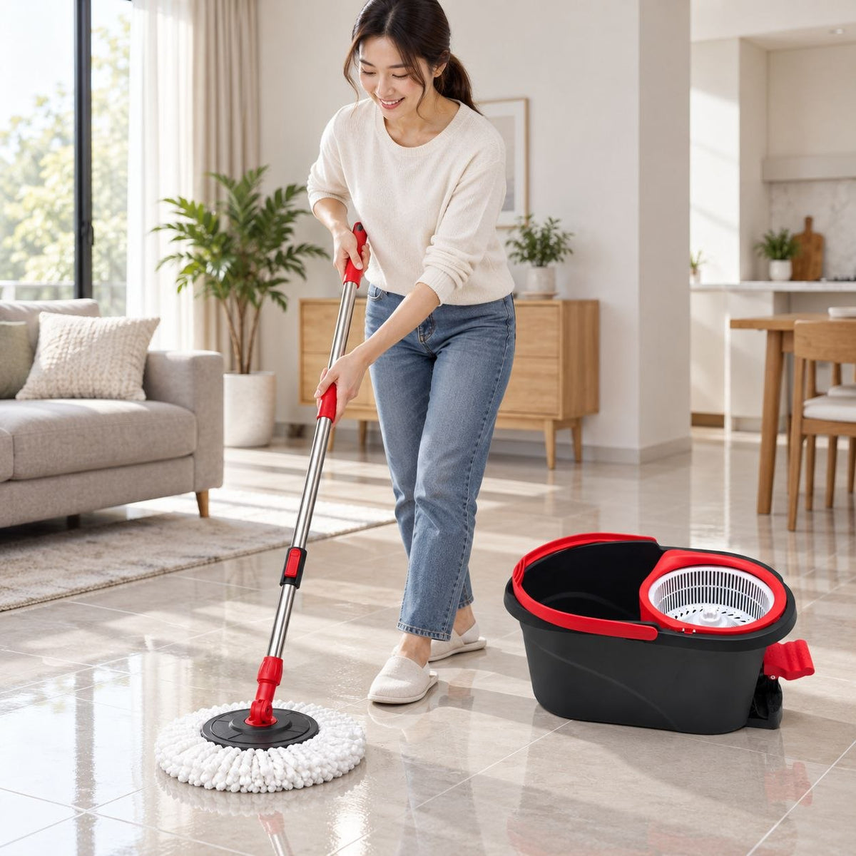MOPA GIRATORIA 360 SPIN MOP CON BALDE Y CABEZAL DE MICROFIBRA