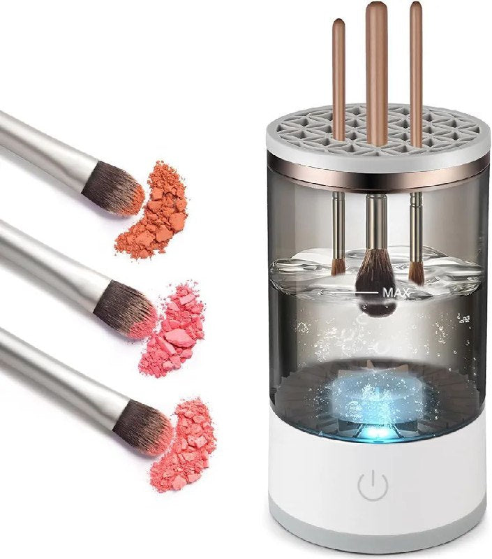 LIMPIADOR DE BROCHAS DE MAQUILLAJE ELECTRICO 3 EN 1 GIRATORIO Y SECADOR AUTOMATICO