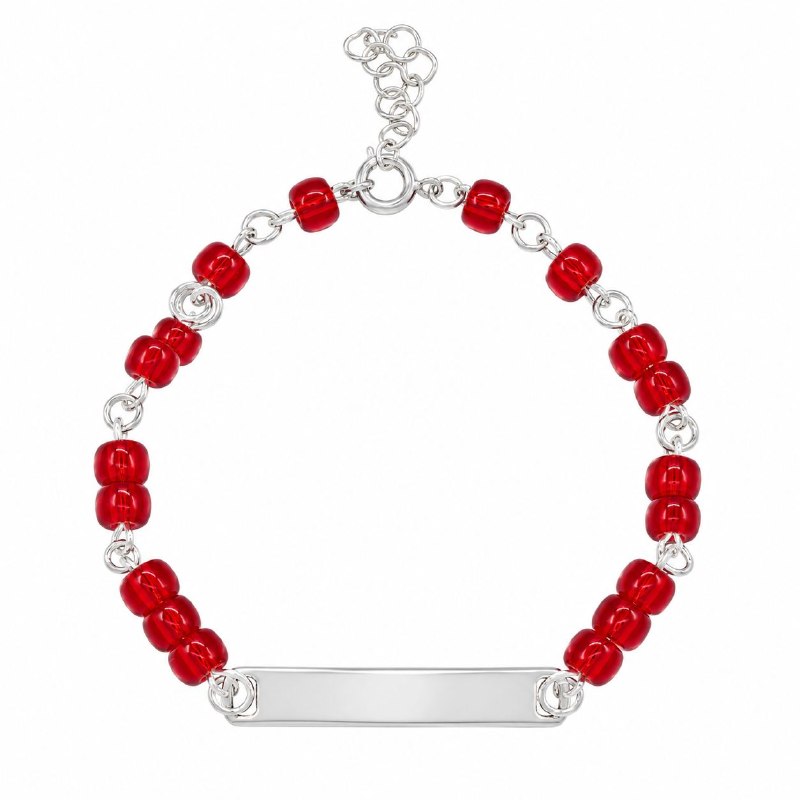 PULSERA DE PLATA 9.25 PARA NIÑOS CON PIEDRAS ROJAS 15CM Y 3.1G