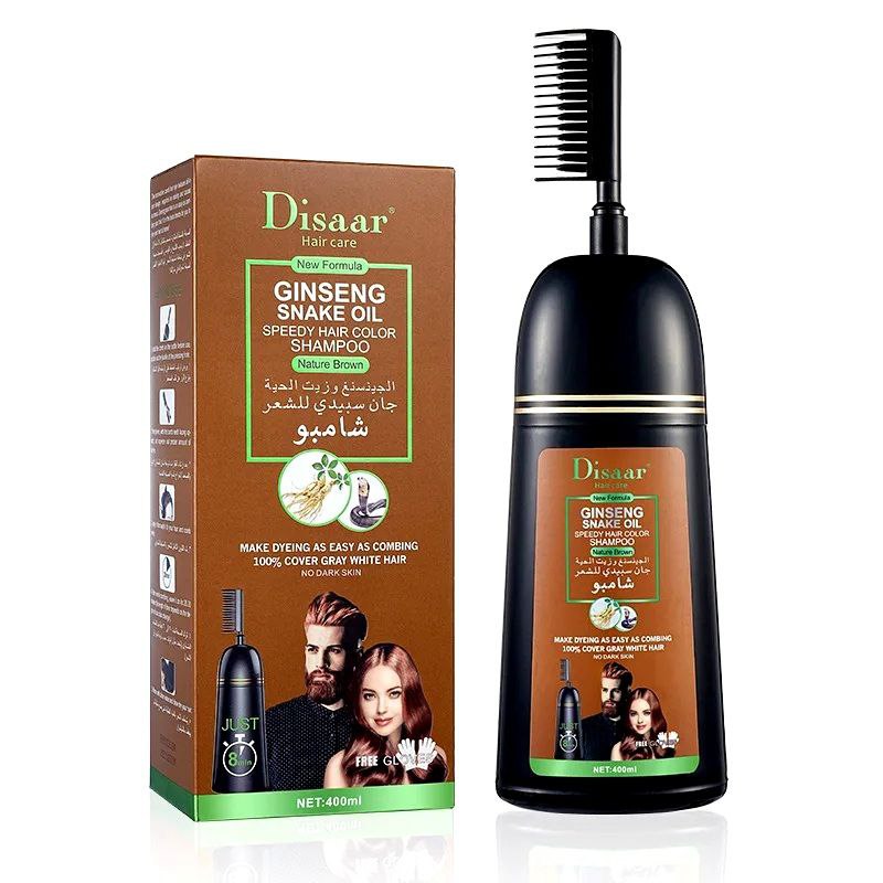 SHAMPOO TINTE DE ACEITE DE SERPIENTE Y JENGIBRE COLOR MARRON NATURAL DISAAR 400ML