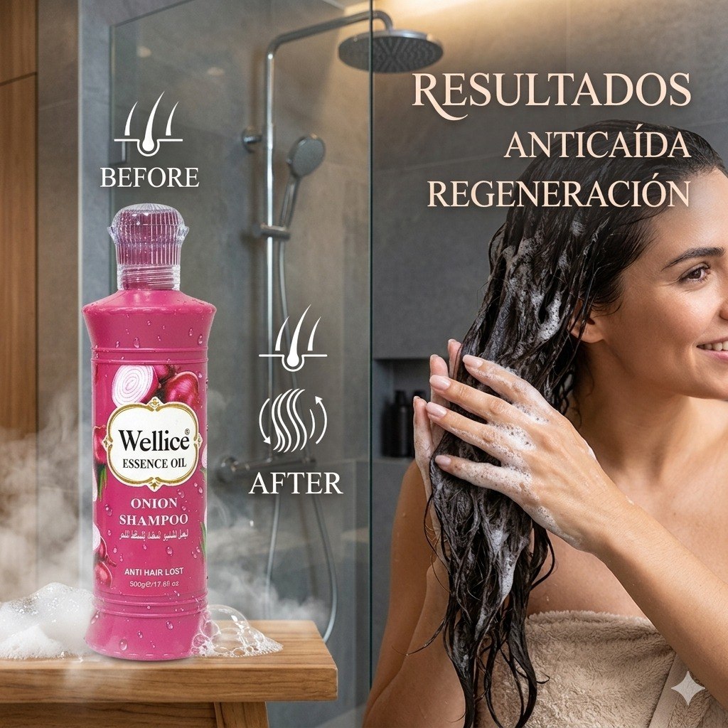 SHAMPOO ANTICAIDA Y ESTIMULANTE CON EXTRACTO DE CEBOLLA WELLICE 500G