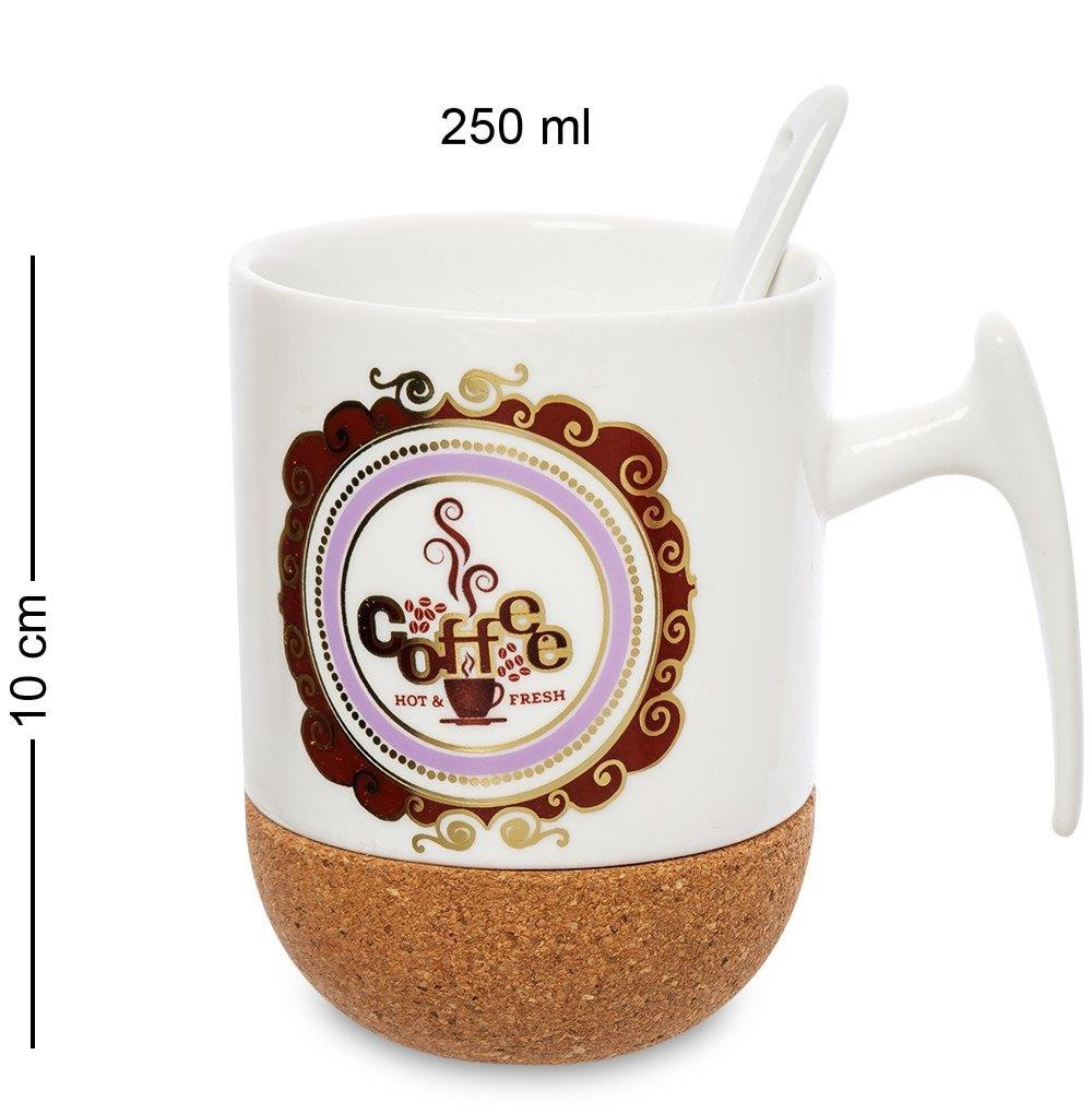 SET DE TAZAS CON BASE DE CORCHO Y CUCHARAS 4PCS HOME & SWEET