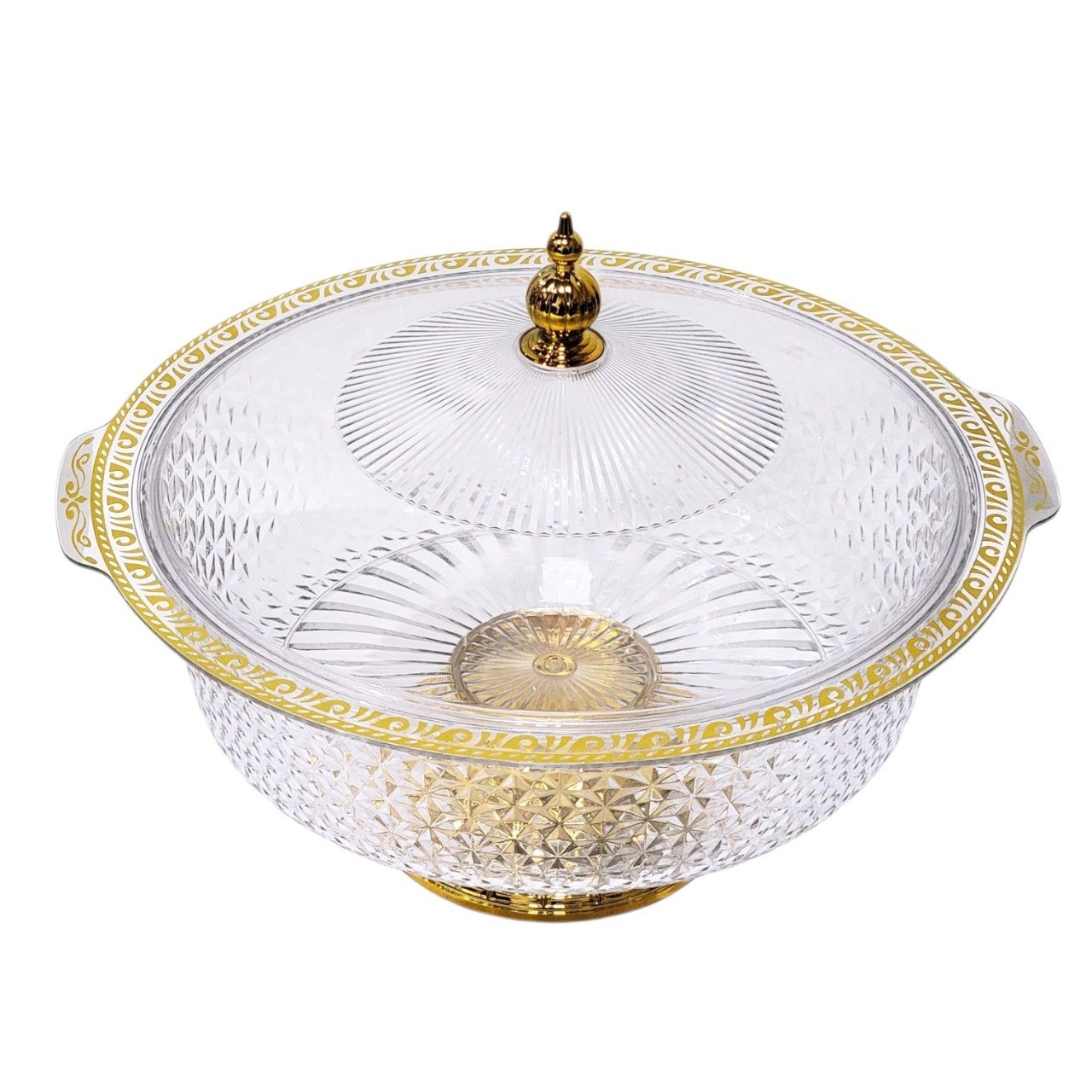 ORGANIZADOR FRUTERO DECORATIVO DE ACRILICO CON PEDESTAL Y TAPA 26X34CM