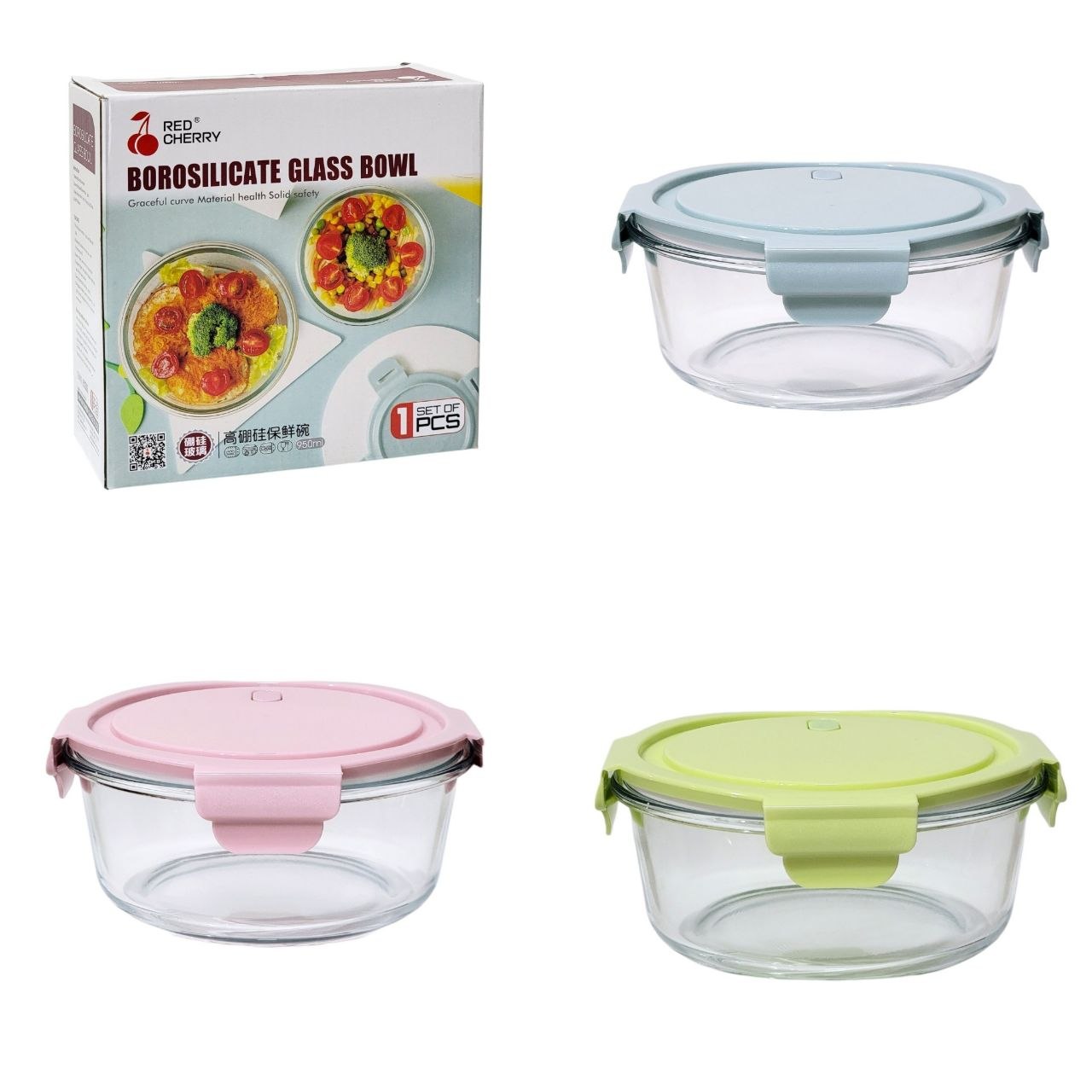 RECIPIENTE PANA PARA ALIMENTOS DE VIDRIO HERMETICO RED CHERRY 950ML