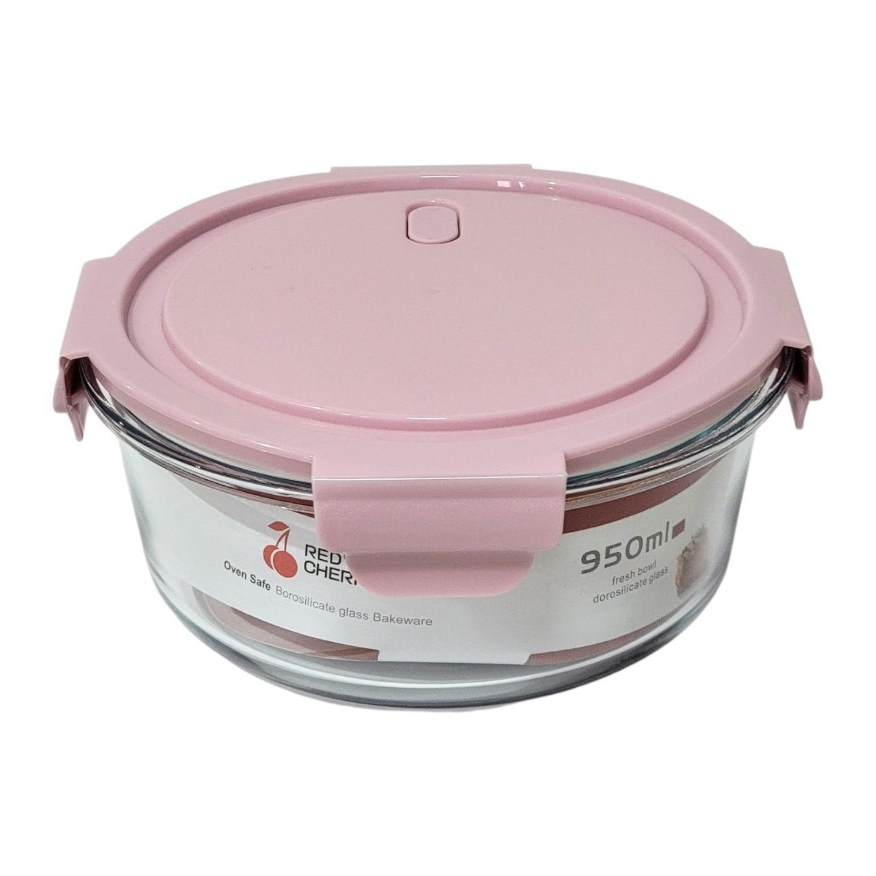 RECIPIENTE PANA PARA ALIMENTOS DE VIDRIO HERMETICO RED CHERRY 950ML
