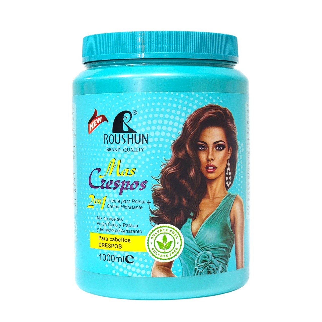 CREMA PARA PEINAR 2 EN 1 HIDRATANTE PARA CABELLOS CRESPOS ROUSHON 1000ML