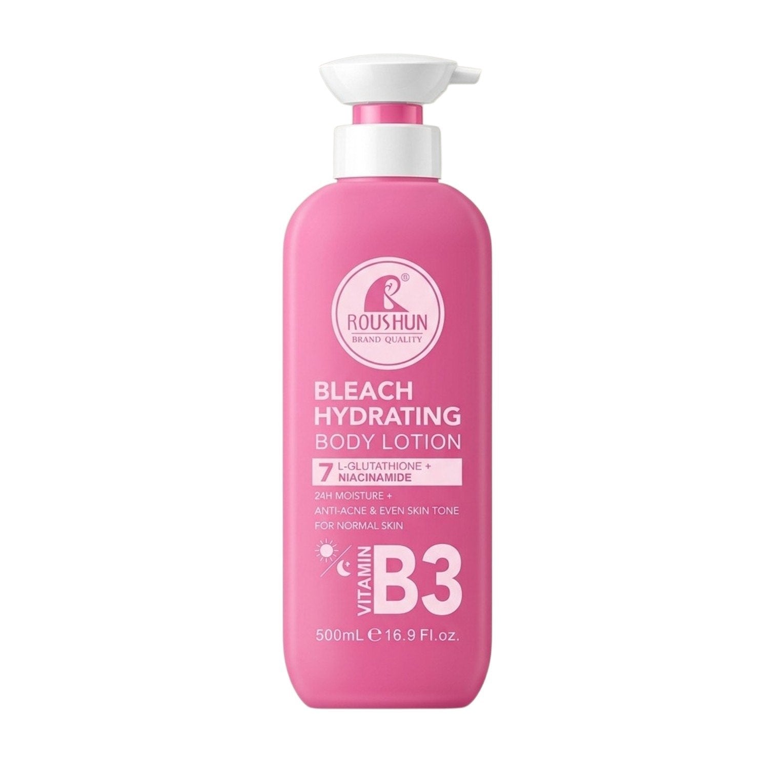 CREMA CORPORAL HIDRATANTE ANTIOXIDANTE Y UNIFICADORA CON GLUTATION Y NIACINAMIDA ROUSHUN 500ML