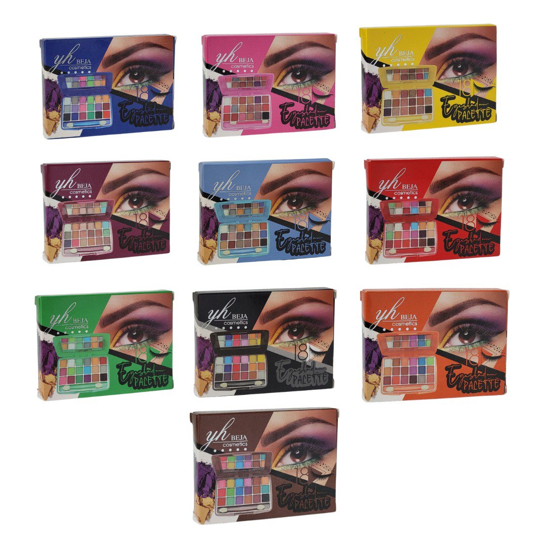 PALETA DE SOMBRAS DE OJOS CON EFECTO MATE 10 PALETAS DE 18 TONOS YH BEJA COSMETICS  6X10X14CM