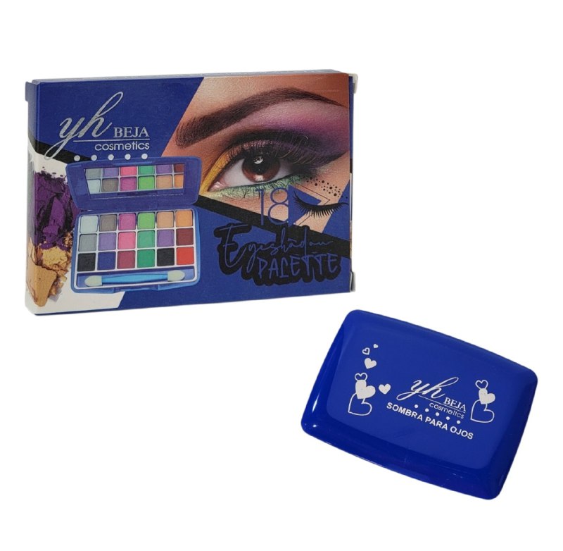 PALETA DE SOMBRAS DE OJOS CON EFECTO MATE 10 PALETAS DE 18 TONOS YH BEJA COSMETICS  6X10X14CM