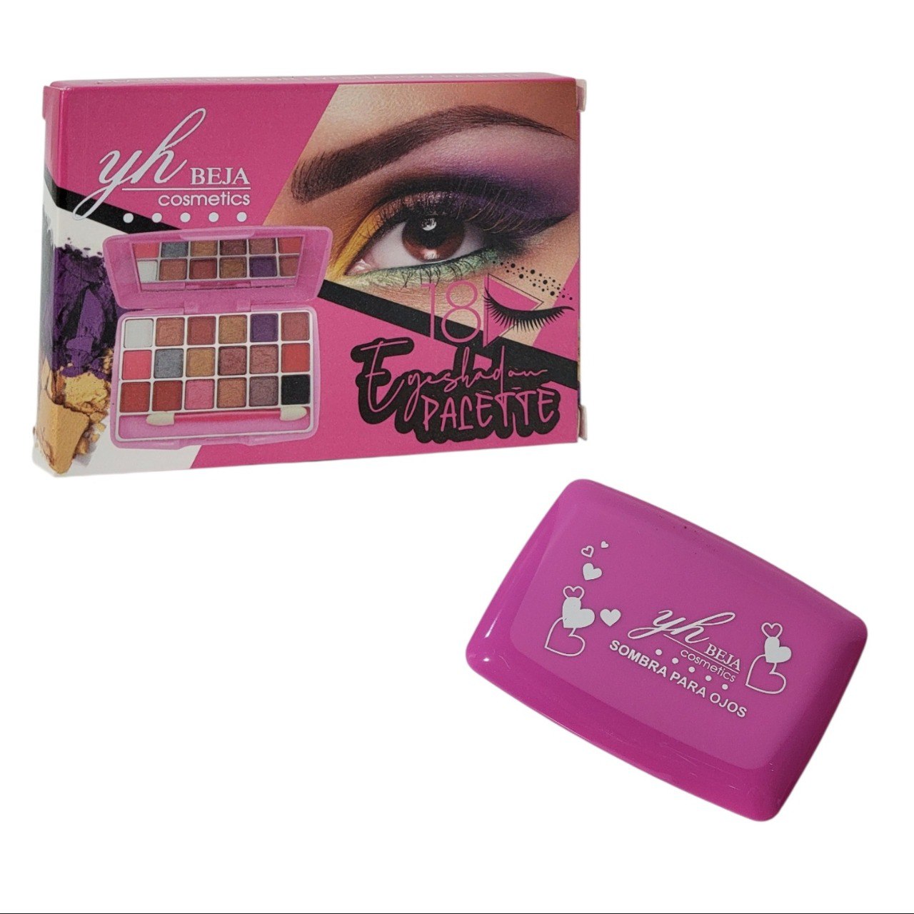 PALETA DE SOMBRAS DE OJOS CON EFECTO MATE 10 PALETAS DE 18 TONOS YH BEJA COSMETICS  6X10X14CM