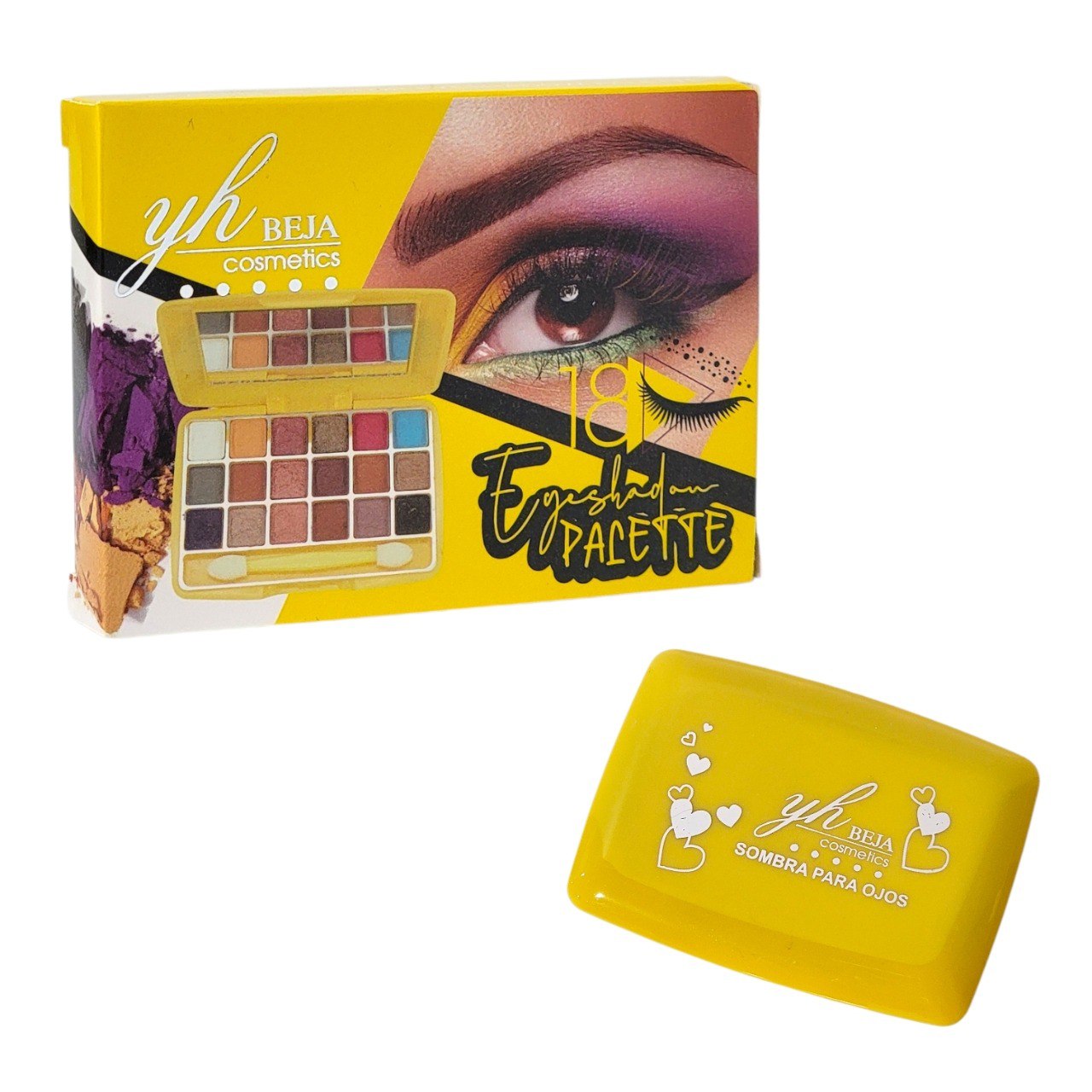 PALETA DE SOMBRAS DE OJOS CON EFECTO MATE 10 PALETAS DE 18 TONOS YH BEJA COSMETICS  6X10X14CM