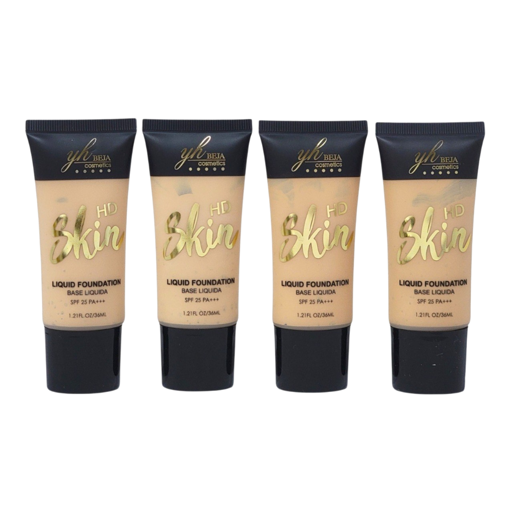 BASE DE MAQUILLAJE LIQUIDA EFECTO HD 4 TONOS YH BEJA COSMETICS 36ML