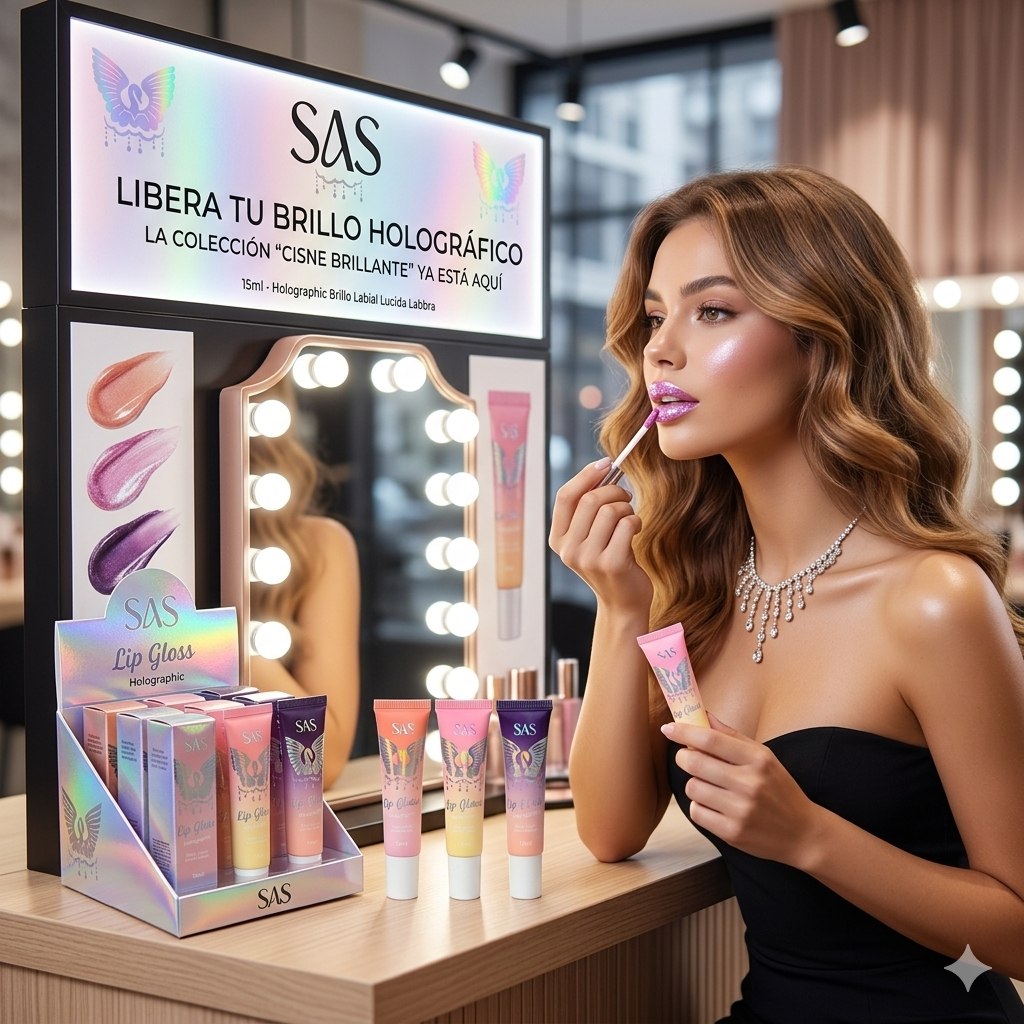 BRILLO LABIAL CON ACABADO HOLOGRAFICO SAS 15ML