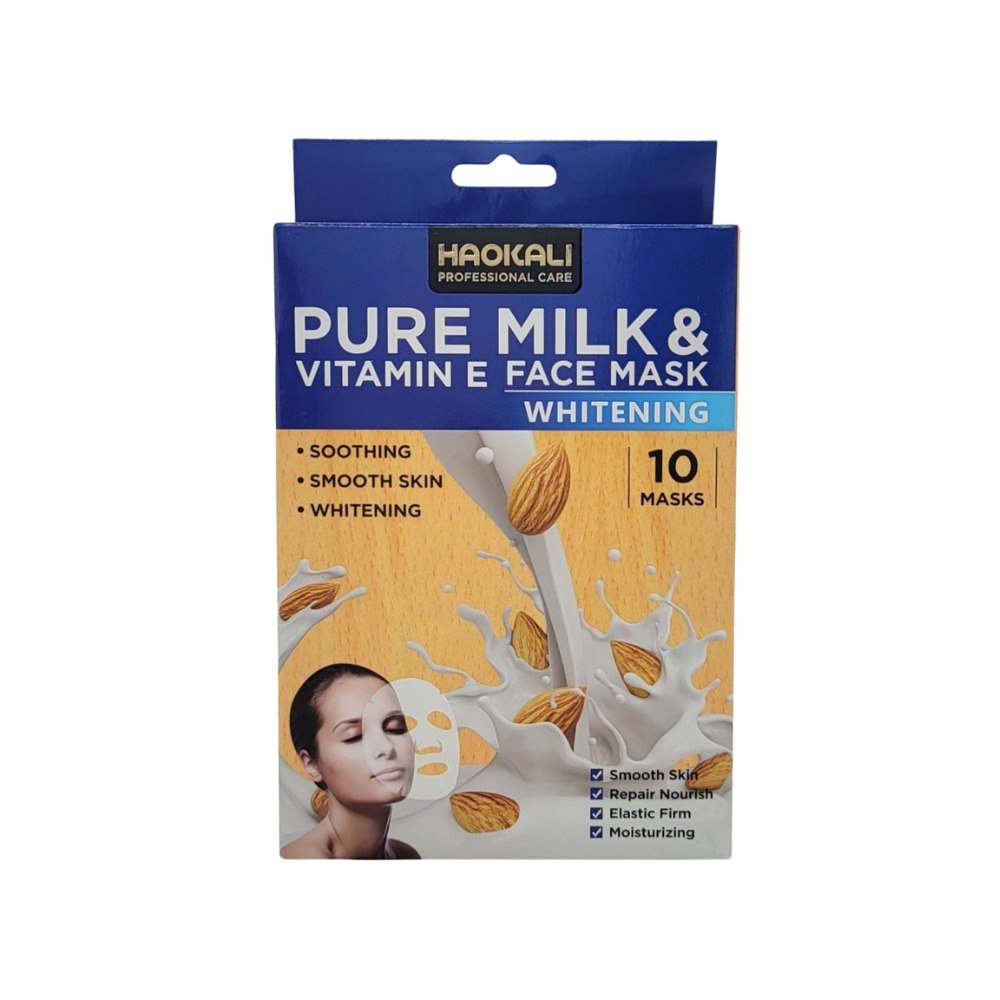 MASCARILLA FACIAL BLANQUEADORA DE LECHE PURA Y VITAMINA E SUAVIZANTE HAOKALI 30ML