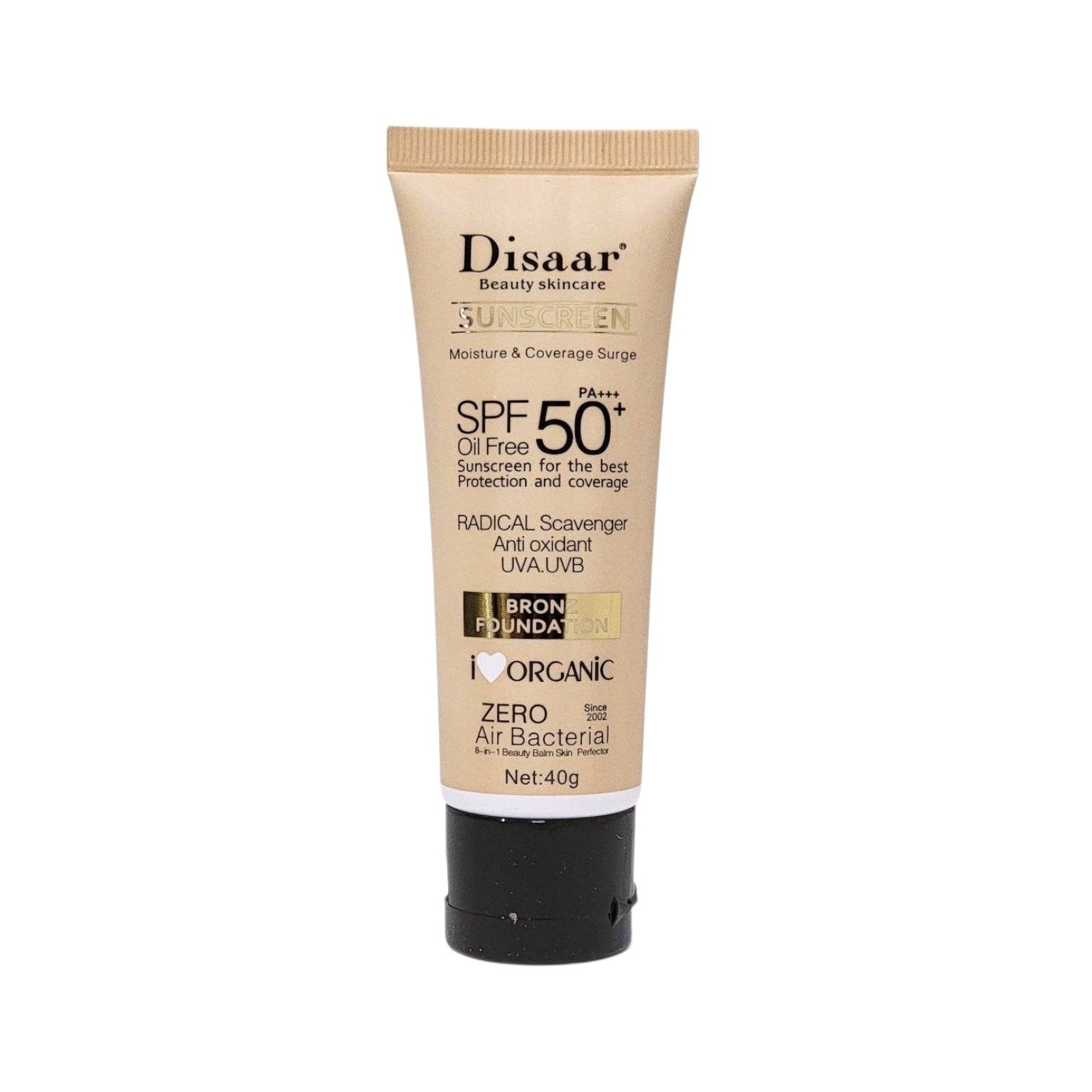 PROTECTOR SOLAR EN CREMA CON COLOR Y TRATAMIENTO ANTIEDAD SPF 50 DISAAR 40G