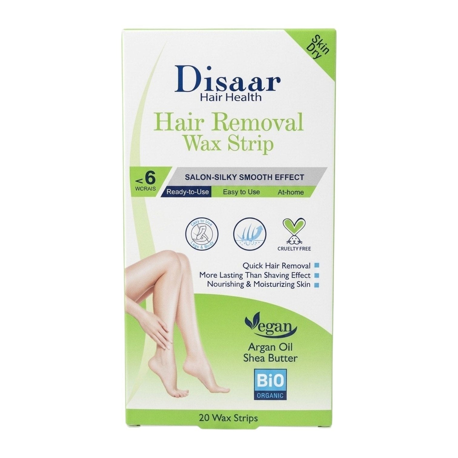 BANDAS DEPILATORIAS DE CERA FRIA CON ACEITE DE ARGAN Y MANTECA DE KARITE 20PCS DISAAR