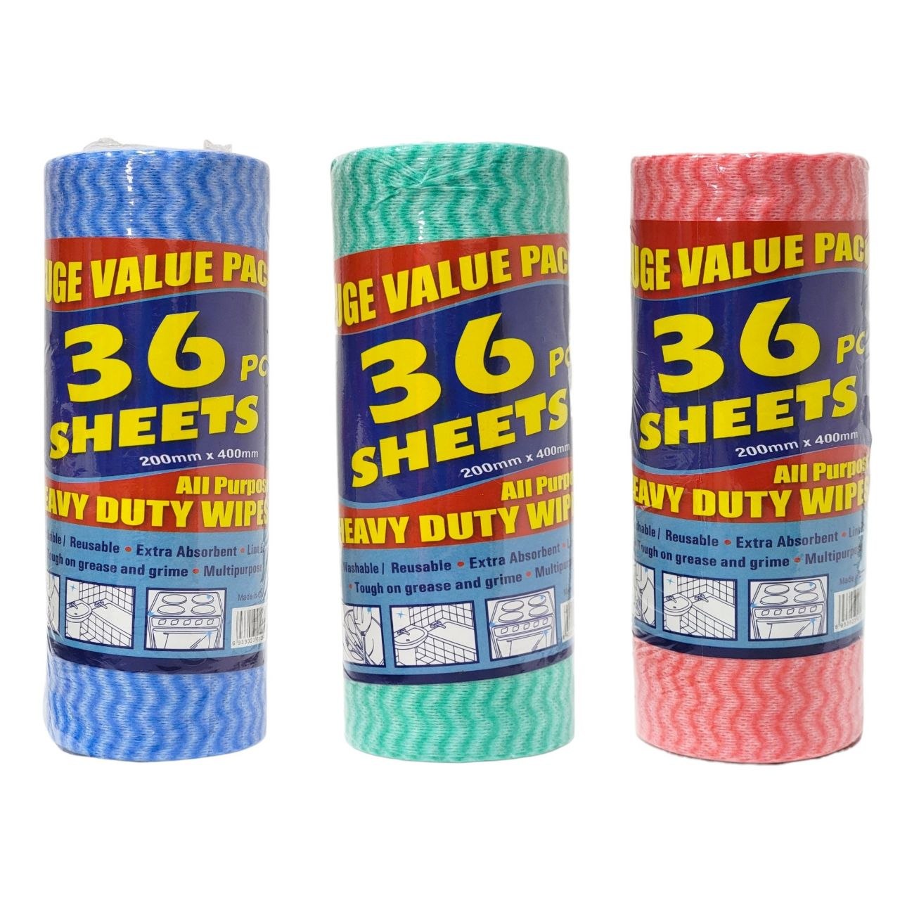 ROLLO DE TOALLAS MULTIUSOS REUTILIZABLES ATRAPAPOLVO ANTIRAYADURAS Y ABSORBENTES 36UND 20X30