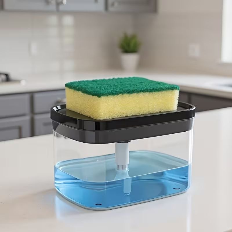 DISPENSADOR DE JABON LIQUIDO Y PORTA ESPONJA 385ML