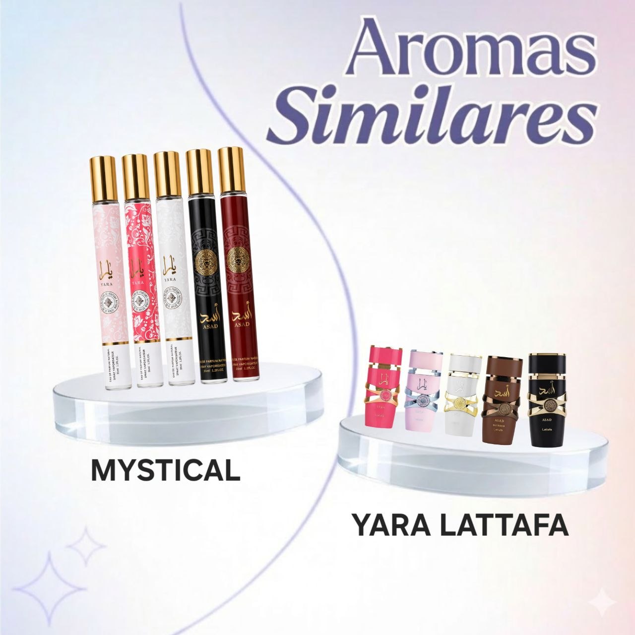 SET PERFUME EN TUBO PARA DAMA MYSTICAL EDP (M) 35ML X 5PCS (INSPIRADO EN LATTAFA YARA)