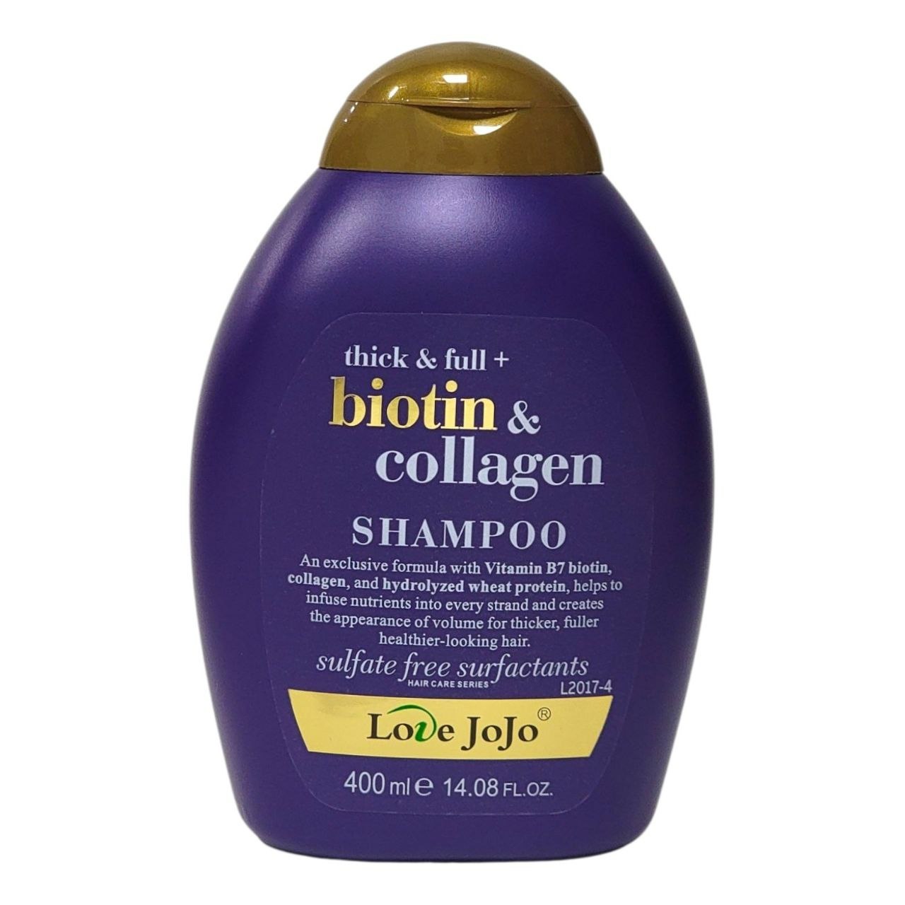 SHAMPOO DE VOLUMEN Y FORTALECIMIENTO CON BIOTINA Y COLAGENO LOVE JOJO 400ML