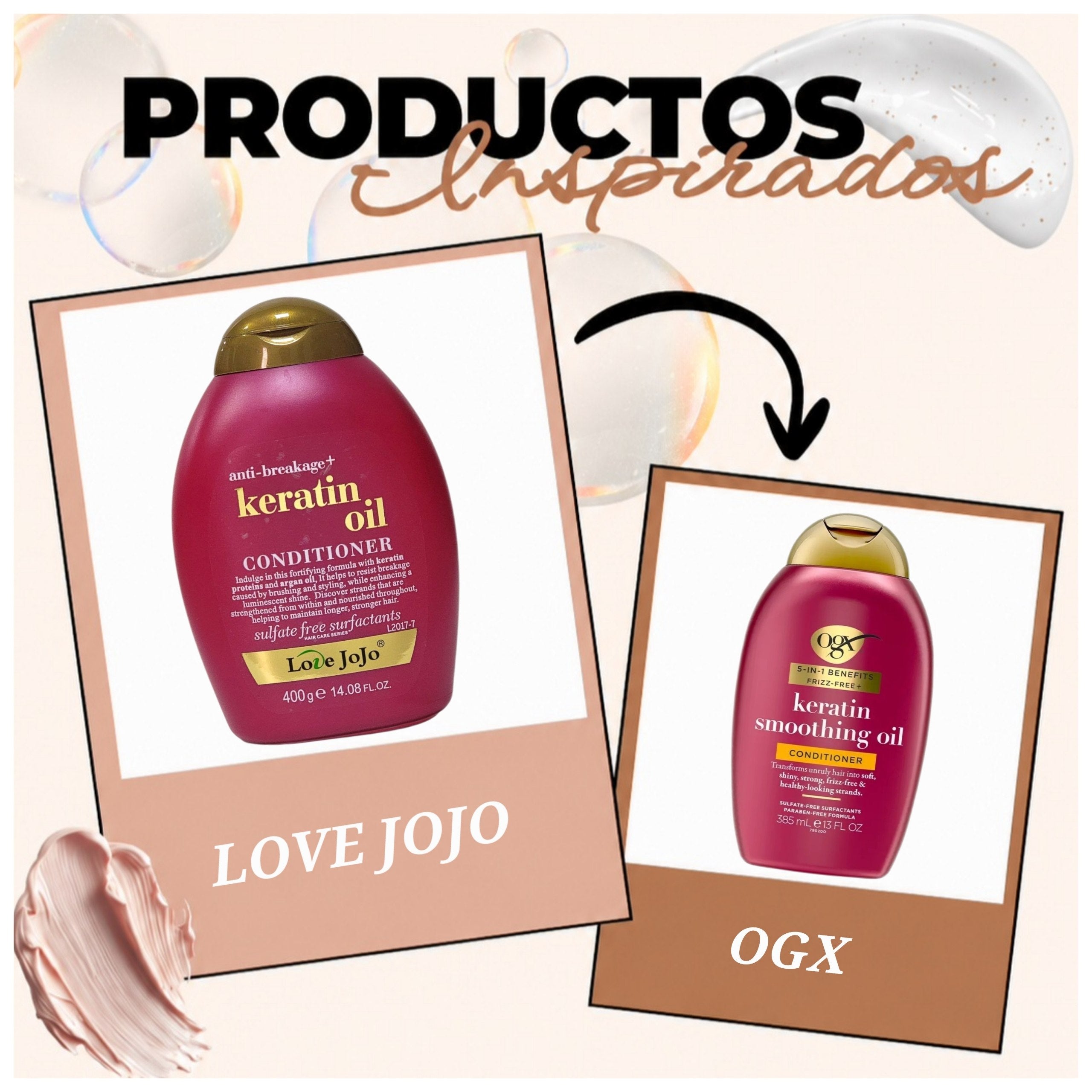 ACONDICIONADOR FORTALECEDOR ANTIQUIEBRES CON EXTRACTO DE QUERATINA Y ACEITES DE ARGAN Y AVELLANA LOVE JOJO 400G