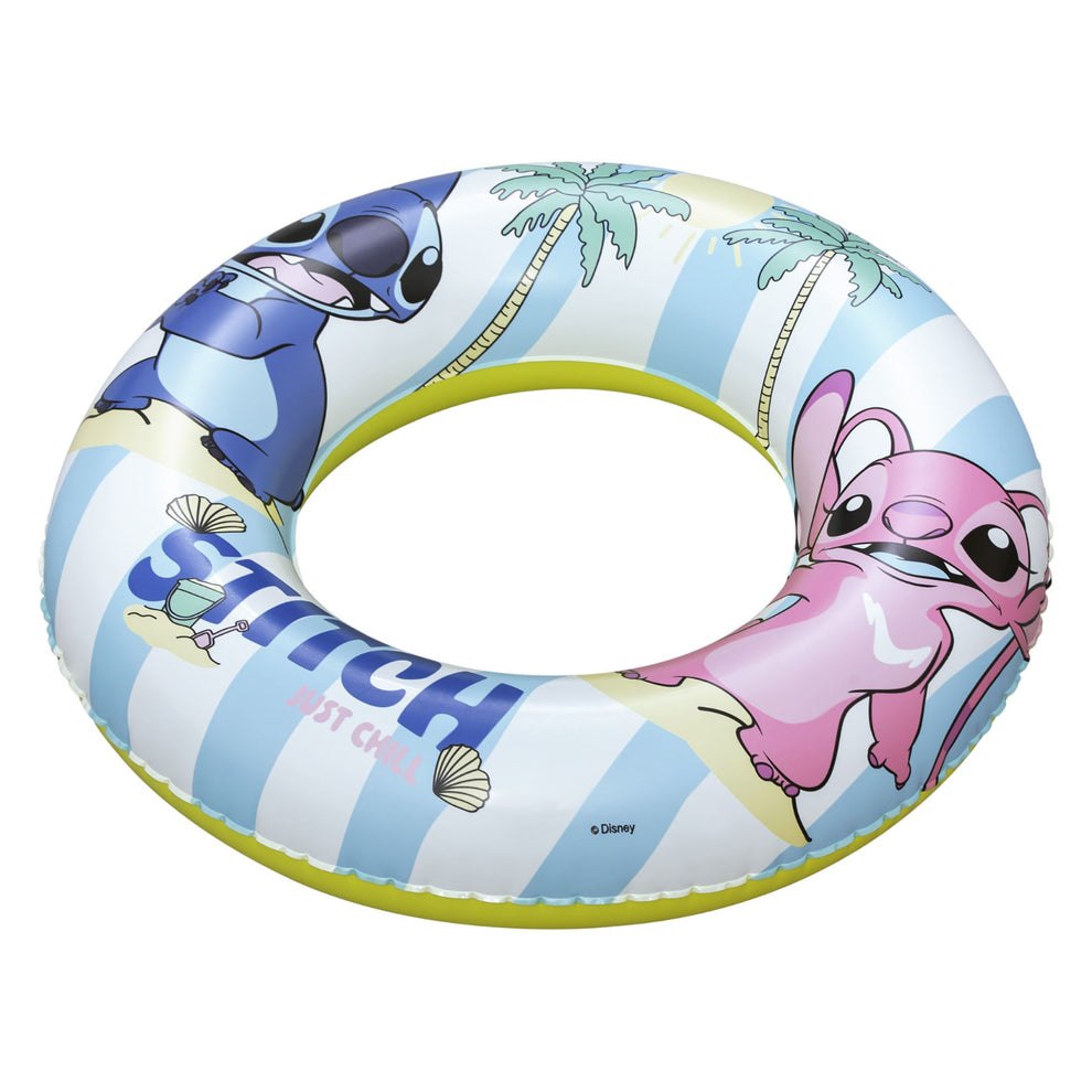 FLOTADOR INFLABLE TIPO SALVAVIDAS DE PLASTICO INFANTIL DE STITCH DISNEY BESTWAY 56CM