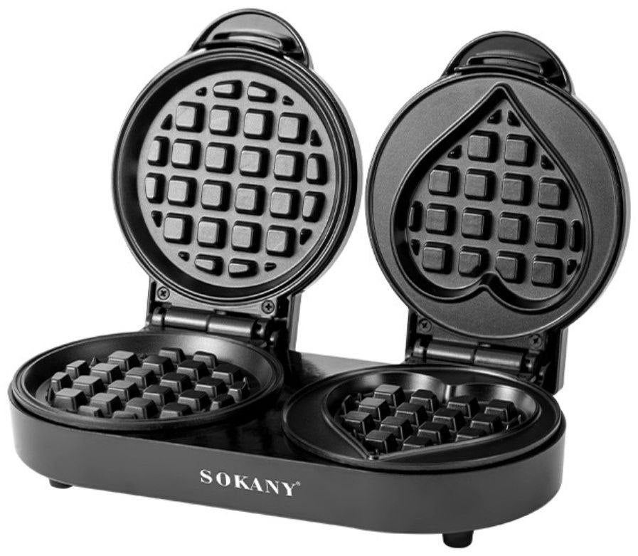 MAQUINA WAFFLERA EN FORMA CIRCULAR Y DE CORAZON SK-08106 SOKANY 26X27CM