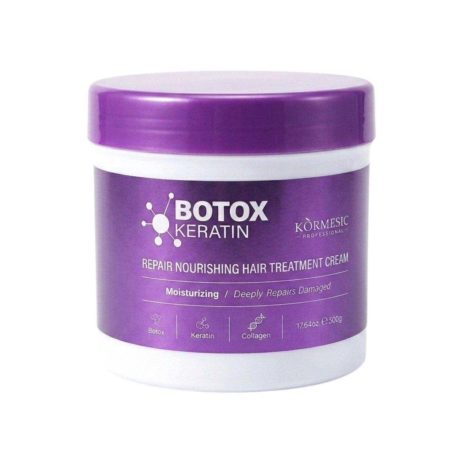 MASCARILLA PARA EL CABELLO REPARADORA E HIDRATANTE DE BOTOX Y QUERATINA KORMESIC 500G