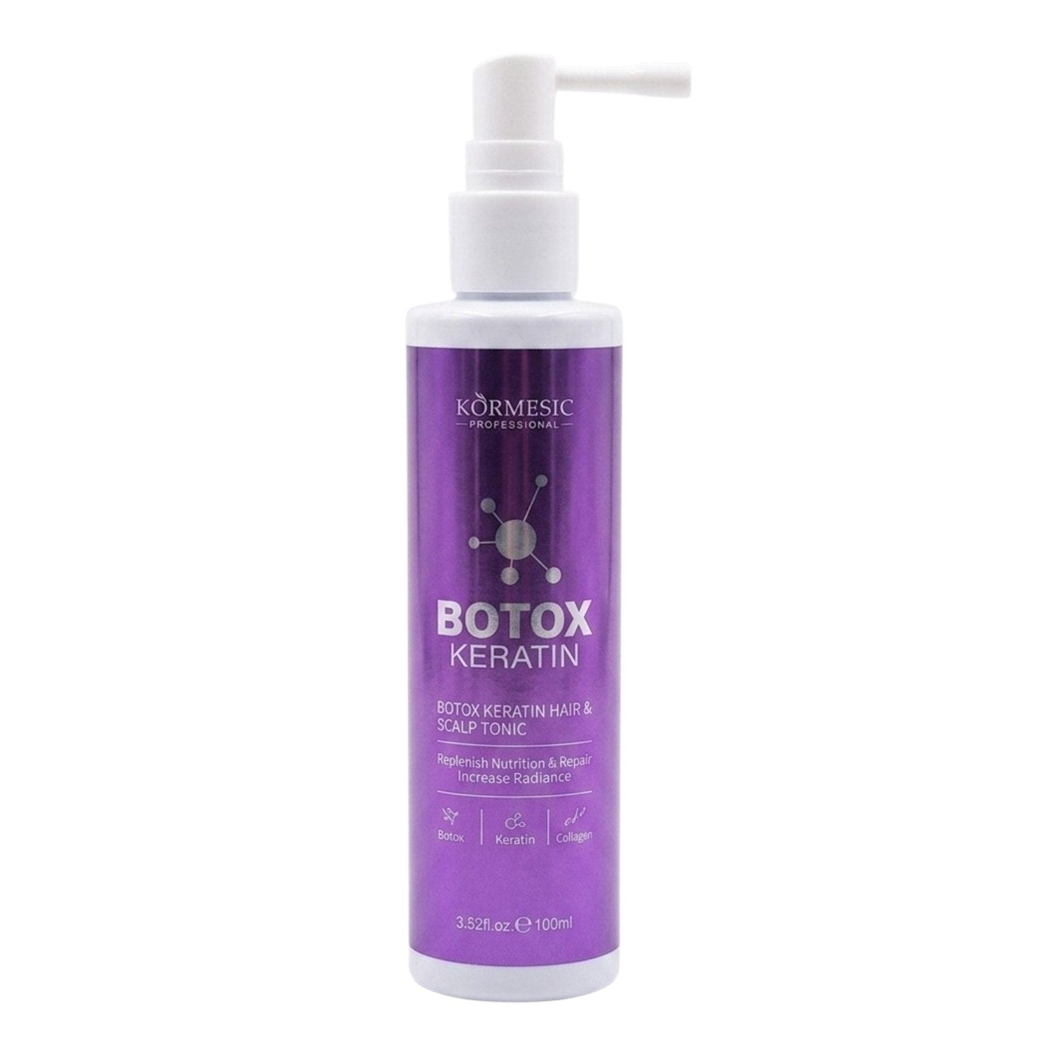 TONICO PARA EL CABELLO SIN ENJUAGUE NUTRITIVO DE QUERATINA Y BOTOX KORMESIC 100ML