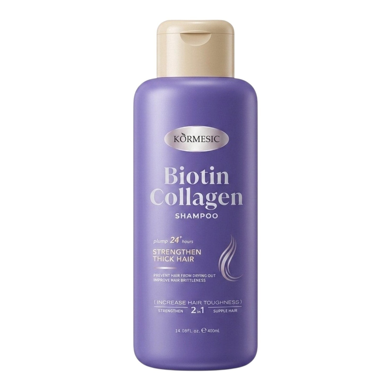 SHAMPOO FORTALECEDOR Y VOLUMINIZADOR CON BIOTINA Y COLAGENO KORMESIC 400ML