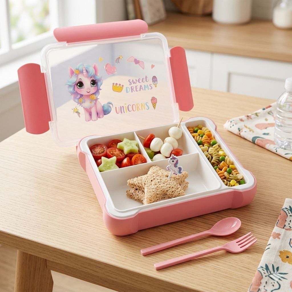 RECIPIENTE PANA PARA ALIMENTOS INFANTIL CON SET DE CUBIERTOS 22X17X5CM