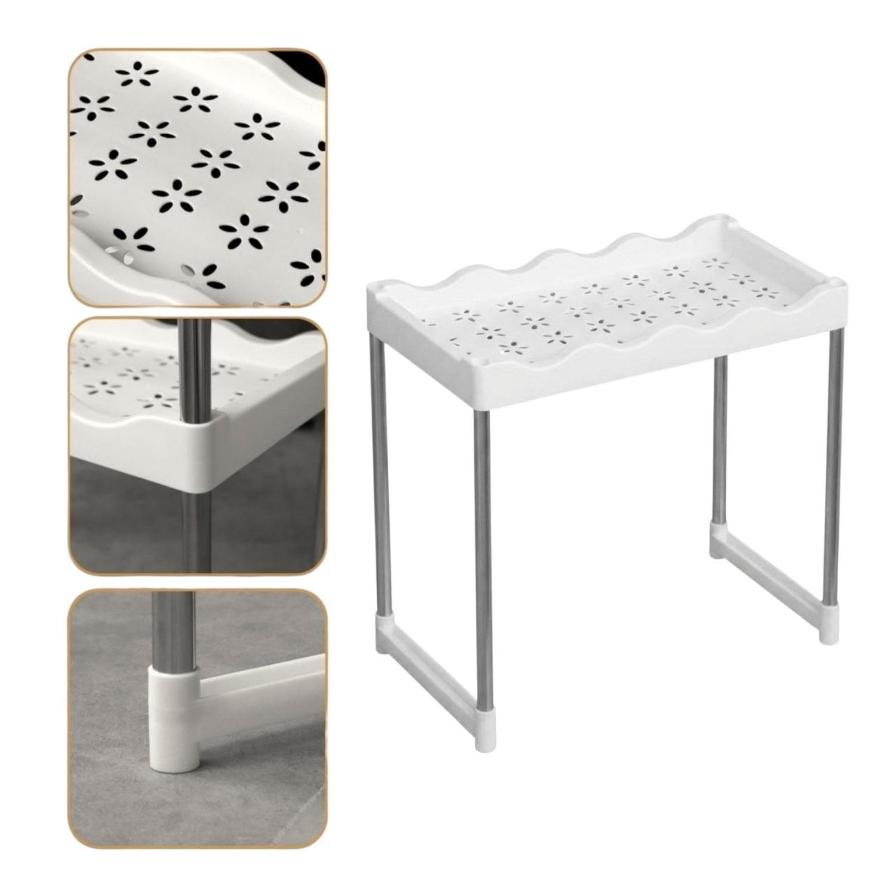 ESTANTE ORGANIZADOR DE COCINA DE 1 NIVEL MULTIFUNCIONAL DE PLASTICO Y SOPORTE DE METAL 31X50.5X24.5X36.5CM