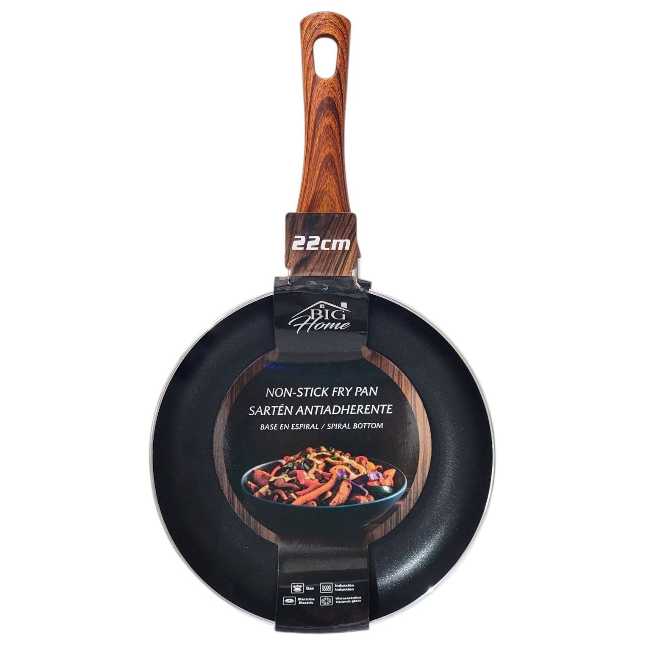 SARTEN ANTIADHERENTE CON BASE EN ESPIRAL BIG HOME 22CM