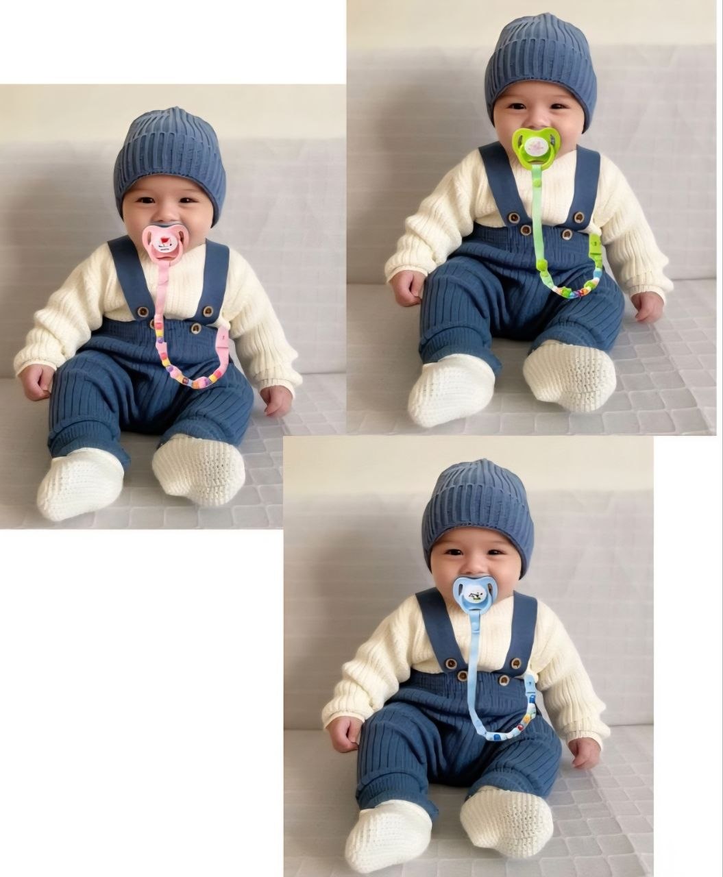SET DE CHUPETE Y SUJETADOR CON CADENA DE CUENTAS ANTICAIDAS PARA BEBES GENIAL