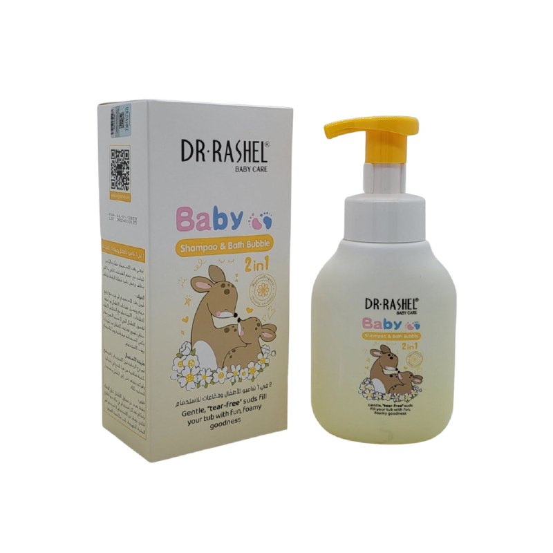 SHAMPOO 2 EN 1 PARA BEBES CON FORMULA SUAVE HIPOALERGENICA DR RASHEL 350ML